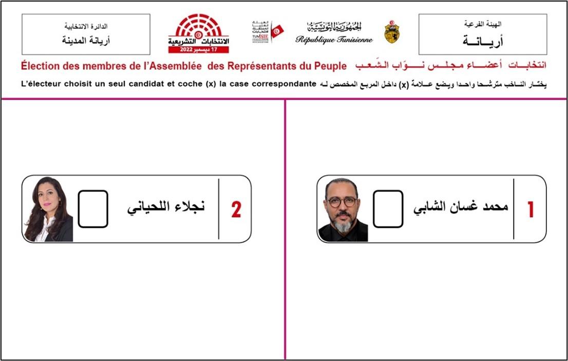 An image of a 2022 Tunisian electoral ballot.