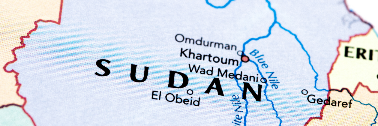 closeup of a map of sudan 